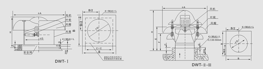DWT系列低噪聲軸流屋頂通風(fēng)機主要技術(shù)參數(shù)
